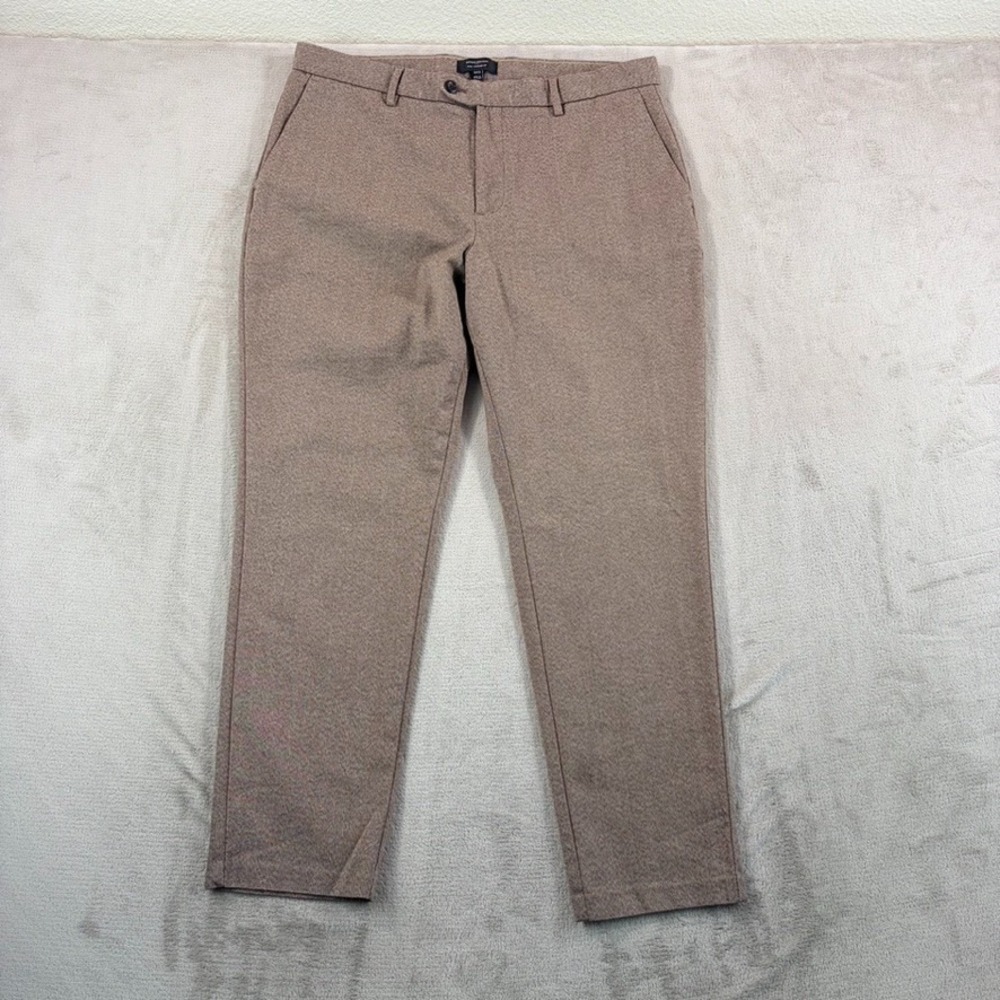 Banana Republic Slim Fit Tapered Pants in Brown Herringbone Men Fits 36x29